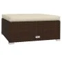 Reposapiés de jardín y cojín ratán sintético marrón 70x70x30cm by vidaXL, Modular outdoor sofas - Ref: Foro24-317503, Price: ...