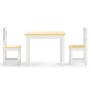 Mesa y silla infantil 3 pzas MDF blanco y beige