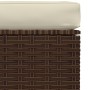 Reposapiés de jardín y cojín ratán sintético marrón 70x70x30cm by vidaXL, Modular outdoor sofas - Ref: Foro24-317503, Price: ...