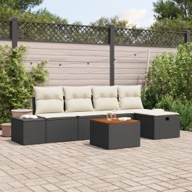 Conjunto de Sofá de Jardín de 6 Piezas con Cojines Negro de Ratán Poliéster by , Outdoor sofas - Ref: Foro24-3360918, Price: ...