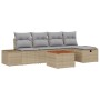 Juego de Sofá de Jardín de 6 Piezas con Cojines Beige de Ratán by , Outdoor sofas - Ref: Foro24-3360920, Price: 432,55 €, Dis...