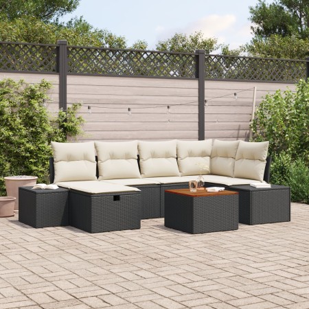 Juego de Sofá de Jardín de 7 Piezas con Cojines de Polirratán Negro by , Outdoor sofas - Ref: Foro24-3360925, Price: 463,54 €...