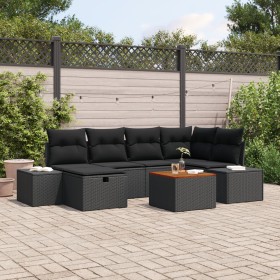 Set de Sofá de Jardín de 7 Piezas con Cojines de Poliratán Negro by , Outdoor sofas - Ref: Foro24-3360929, Price: 485,48 €, D...