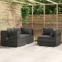 Set de muebles de jardín 3 pzas y cojines ratán sintético gris by vidaXL, Modular outdoor sofas - Ref: Foro24-317516, Price: ...