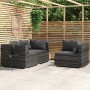 Set de muebles de jardín 3 pzas y cojines ratán sintético gris von vidaXL, Modulare Sofas für den Außenbereich - Ref: Foro24-...