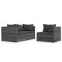 Set de muebles de jardín 3 pzas y cojines ratán sintético gris by vidaXL, Modular outdoor sofas - Ref: Foro24-317516, Price: ...