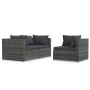 Set de muebles de jardín 3 pzas y cojines ratán sintético gris von vidaXL, Modulare Sofas für den Außenbereich - Ref: Foro24-...