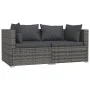 Set de muebles de jardín 3 pzas y cojines ratán sintético gris by vidaXL, Modular outdoor sofas - Ref: Foro24-317516, Price: ...