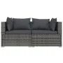 Set de muebles de jardín 3 pzas y cojines ratán sintético gris by vidaXL, Modular outdoor sofas - Ref: Foro24-317516, Price: ...