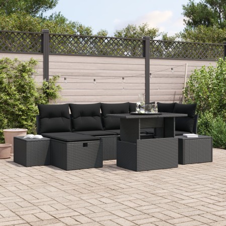 Conjunto de Sofá de Jardín de 7 Piezas con Cojines Negro Polirratan von , Outdoor-Sofas - Ref: Foro24-3361212, Preis: 548,15 ...