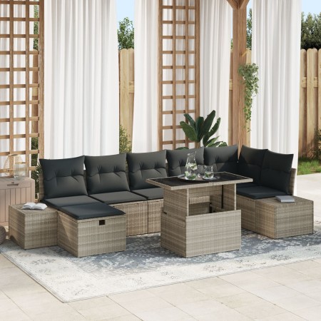 Juego de Sofá de Jardín de 8 Piezas con Cojines Gris Poliratán by , Outdoor sofas - Ref: Foro24-3361221, Price: 653,13 €, Dis...