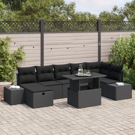 Conjunto de Sofás de Jardín de 8 Piezas con Cojines Negro Ratán Polimérico von , Outdoor-Sofas - Ref: Foro24-3361222, Preis: ...