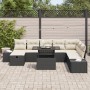 Conjunto de 9 Piezas de Sofá de Jardín con Cojines Negro Ratán Poliéster by , Outdoor sofas - Ref: Foro24-3361226, Price: 619...