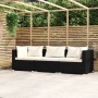 Sofá de 3 plazas con cojines ratán sintético negro de vidaXL, Conjuntos de jardín - Ref: Foro24-317489, Precio: 314,08 €, Des...