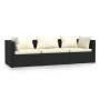 3-seater sofa with black synthetic rattan cushions by vidaXL, Garden sets - Ref: Foro24-317489, Price: 314,08 €, Discount: %