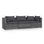 3-sitziges Gartensofa mit grauen synthetischen Rattankissen von vidaXL, Gartensets - Ref: Foro24-317511, Preis: 344,52 €, Rab...