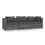 3-sitziges Gartensofa mit grauen synthetischen Rattankissen von vidaXL, Gartensets - Ref: Foro24-317511, Preis: 337,78 €, Rab...