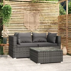 3-piece garden furniture set and gray synthetic rattan cushions by vidaXL, Garden sets - Ref: Foro24-317510, Price: 328,36 €,...