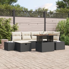 Juego de comedor de jardín de 7 piezas con cojines ratán poli negro by , Outdoor sofas - Ref: Foro24-3361383, Price: 507,90 €...