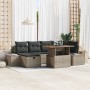 Conjunto de Comedor de Jardín de 7 Piezas con Cojines Gris Ratán Poliéster Acacia by , Outdoor sofas - Ref: Foro24-3361384, P...