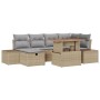 Juego de Comedor para Jardín de 7 Piezas con Cojines Beige de Rattan Poliéster Acacia von , Outdoor-Sofas - Ref: Foro24-33613...