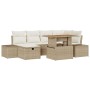 Juego de Comedor de Jardín de 7 Piezas con Cojines Beige Poliratán Acacia von , Outdoor-Sofas - Ref: Foro24-3361386, Preis: 5...