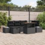 Juego de comedor de jardín de 7 piezas con cojines Negro Polirratán Acacia von , Outdoor-Sofas - Ref: Foro24-3361387, Preis: ...