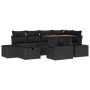 Juego de comedor de jardín de 7 piezas con cojines Negro Polirratán Acacia von , Outdoor-Sofas - Ref: Foro24-3361387, Preis: ...