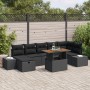 Juego de Comedor de Jardín de 8 Piezas con Cojines Negro Polirratán Acacia by , Outdoor sofas - Ref: Foro24-3361394, Price: 5...