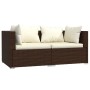 Sofá de 2 plazas con cojines ratán sintético marrón von vidaXL, Gartensets - Ref: Foro24-317498, Preis: 191,02 €, Rabatt: %