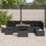 Juego de Comedor de Jardín de 8 Piezas con Cojines Negro Polirratán Acacia by , Outdoor sofas - Ref: Foro24-3361394, Price: 5...