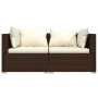 Sofá de 2 plazas con cojines ratán sintético marrón von vidaXL, Gartensets - Ref: Foro24-317498, Preis: 191,02 €, Rabatt: %