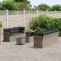 Juego de Sofás de Jardín de 10 Piezas con Cojines en Gris, Juego de Comedor de Jardín de 3 Piezas con Cojines en Gris von , O...