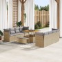 Juego Sofá Jardín 11 Piezas Cojines Beige Poliratán Acacia,  Juego Comedor Jardín 3 Piezas Cojines Beige Poliratán Acacia | Foro24.es | Tu tienda online para hogar, jardín y más Foro24.es
