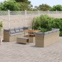 Juego Sofá Jardín 11 Piezas Cojines Beige Poliratán Acacia,  Juego Comedor Jardín 3 Piezas Cojines Beige Poliratán Acacia | Foro24.es | Tu tienda online para hogar, jardín y más Foro24.es