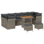 Conjunto de sofá de jardín de 10 piezas con cojines gris de ratán sintético y acacia by , Outdoor sofas - Ref: Foro24-3361473...