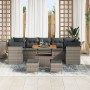 Conjunto de sofá de jardín de 10 piezas con cojines gris de ratán sintético y acacia by , Outdoor sofas - Ref: Foro24-3361473...