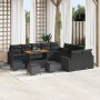 Conjunto de Sofá de Jardín de 14 Piezas con Cojines Negro, Conjunto de Comedor de Jardín de 4 Piezas con Cojines Negro de , S...