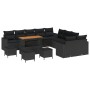 Conjunto de Sofá de Jardín de 14 Piezas con Cojines Negro, Conjunto de Comedor de Jardín de 4 Piezas con Cojines Negro de , S...