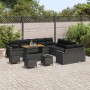 Conjunto de Sofá de Jardín de 14 Piezas con Cojines Negro, Conjunto de Comedor de Jardín de 4 Piezas con Cojines Negro de , S...