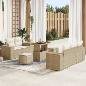 Juego de Sofá de Jardín Beige de 8 Piezas Con
