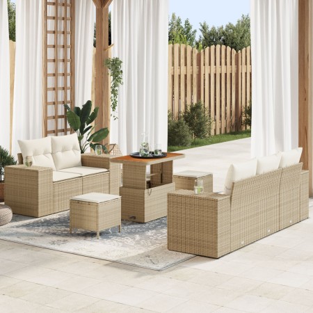 Juego de Sofá de Jardín Beige de 8 Piezas Con Cojines,  Conjunto de Comedor de Jardín de 3 Piezas Con Cojines | Foro24.es | Tu tienda online para hogar, jardín y más Foro24.es