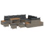 Set de Sofá de Jardín de 13 Piezas con Cojines Gris Poliratán, Set de Comedor de Jardín de 3 Piezas con Cojines Gris Poliratá...