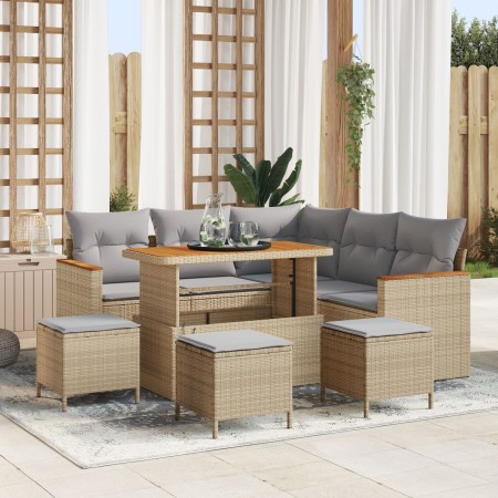 Juego de Sofá de Jardín de 8 Piezas con Cojines Beis de Ratán,  Juego de Comedor de Jardín de 3 Piezas con Cojines Beis de Ratán | Foro24.es | Tu tienda online para hogar, jardín y más Foro24.es