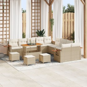 Sofá de Jardín de 14 Piezas con Cojines Beige