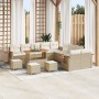 Sofá de Jardín de 14 Piezas con Cojines Beige Ratán Acacia, Comedor de Jardín de 4 Piezas con Cojines Beige Ratán Acacia | Foro24.es | Tu tienda online para hogar, jardín y más Foro24.es