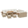 Sofá de Jardín de 14 Piezas con Cojines Beige Ratán Acacia, Comedor de Jardín de 4 Piezas con Cojines Beige Ratán Acacia | Foro24.es | Tu tienda online para hogar, jardín y más Foro24.es
