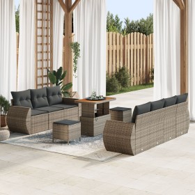 Juego de Sofá de Jardín de 10 piezas con Cojines Gris, Juego de Comedor de Jardín de 3 Piezas con Cojines Gris by , Outdoor s...