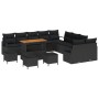 Juego de Sofá de Jardín de 13 Piezas con Cojines de Ratan Sintético Negro y Acacia by , Outdoor sofas - Ref: Foro24-3364524, ...