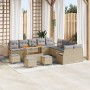 Conjunto de sofá de jardín de 13 piezas de con cojines en color beige de ratán poliéster y acacia | Foro24.es | Tu tienda online para hogar, jardín y más Foro24.es